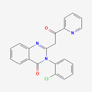 molecular formula C21H14ClN3O2 B13771757 4(3H)-Quinazolinone, 3-(2-chlorophenyl)-2-(2-oxo-2-(2-pyridinyl)ethyl)- CAS No. 73283-21-3