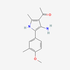molecular formula C15H18N2O2 B13771769 Ethanone, 1-(4-amino-5-(4-methoxy-3-methylphenyl)-2-methyl-1H-pyrrol-3-YL)- CAS No. 91480-88-5