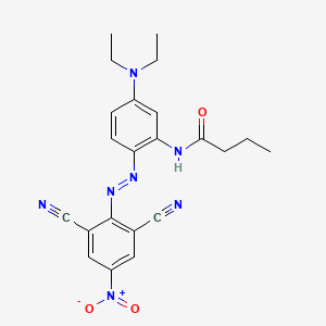 molecular formula C22H23N7O3 B13771825 Butanamide, N-[2-[(2,6-dicyano-4-nitrophenyl)azo]-5-(diethylamino)phenyl]- CAS No. 75125-56-3