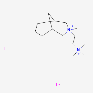 molecular formula C14H30I2N2 B13771843 3-Azoniabicyclo(3.3.1)nonane, 3-methyl-3-(2-(trimethylammonio)ethyl)-, diiodide CAS No. 64058-06-6