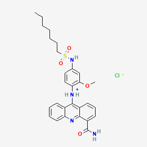 molecular formula C28H33ClN4O4S B13771921 1-Heptanesulfonanilide, 4'-(4-carbamoyl-9-acridinylamino)-3'-methoxy-, hydrochloride CAS No. 71803-06-0