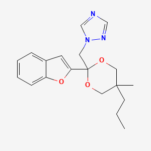 molecular formula C19H23N3O3 B13771926 trans-1-((2-(2-Benzofuranyl)-5-methyl-5-propyl-1,3-dioxan-2-yl)methyl)-1H-1,2,4-triazole CAS No. 98519-33-6
