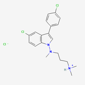 molecular formula C20H24Cl3N3 B13771961 Indole, 5-chloro-3-(p-chlorophenyl)-1-((3-(dimethylamino)propyl)methylamino)-, hydrochloride CAS No. 57647-41-3
