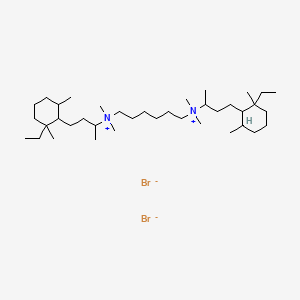 molecular formula C38H78Br2N2 B13771969 Ammonium, hexamethylenebis((3-((2,6-dimethyl-2-ethyl)cyclohexyl)-1-methyl)propyl)bis(dimethyl-, dibromide, hemihydrate CAS No. 66967-69-9