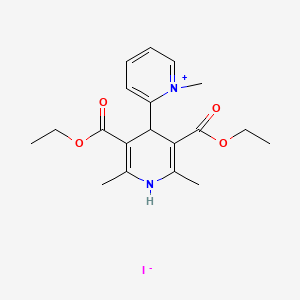 molecular formula C19H25IN2O4 B13771992 Diethyl2,6-dimethyl-4-(1-methylpyridin-1-ium-2-YL)-1,4-dihydropyridine-3,5-dicarboxylate iodide CAS No. 78005-05-7