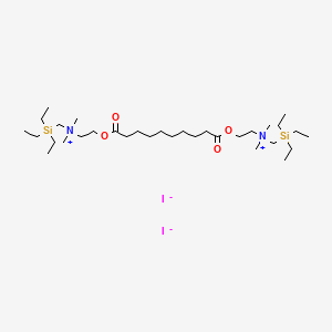 molecular formula C32H70I2N2O4Si2 B13772025 8,19-Dioxa-5-azonia-3-silaheneicosan-21-aminium, 3,3-diethyl-9,18-dioxo-N,N,5,5-tetramethyl-N-((triethylsilyl)methyl)-, diiodide CAS No. 95521-17-8