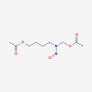 molecular formula C9H16N2O5 B13772040 Acetic acid, 4-((acetoxymethyl)nitrosamino)butyl ester CAS No. 70103-79-6