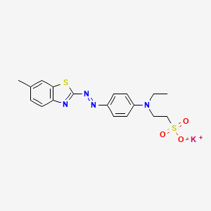 molecular formula C18H19KN4O3S2 B13772107 Ethanesulfonic acid, 2-(ethyl(4-((6-methyl-2-benzothiazolyl)azo)phenyl)amino)-, potassium salt CAS No. 71673-06-8