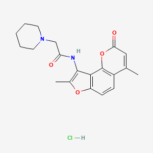 molecular formula C20H23ClN2O4 B13772178 Acetamide, N-(4,8-dimethyl-2-oxo-2H-furo(2,3-h)-1-benzopyran-9-yl)-2-piperidinyl-, hydrochloride CAS No. 75616-57-8