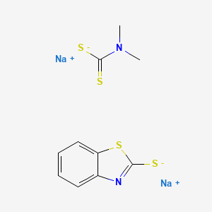 molecular formula C10H10N2Na2S4 B13772191 Sodium dimethyldithiocarbamate mixt. with sodium 2-mercaptobenzothiazole CAS No. 8000-96-2