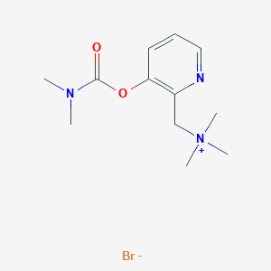 molecular formula C12H20BrN3O2 B13772211 Ammonium, ((3-hydroxy-2-pyridyl)methyl)trimethyl-, bromide, dimethylcarbamate (ester) CAS No. 66967-92-8