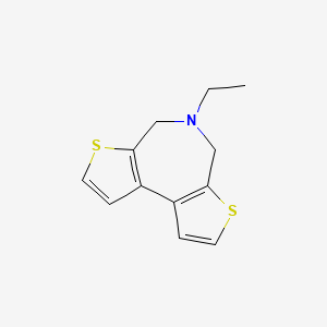 molecular formula C12H13NS2 B13772282 8-ethyl-5,11-dithia-8-azatricyclo[8.3.0.02,6]trideca-1(10),2(6),3,12-tetraene CAS No. 64504-69-4