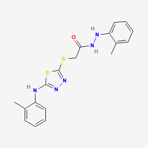molecular formula C18H19N5OS2 B13772293 Acetic acid, ((5-((2-methylphenyl)amino)-1,3,4-thiadiazol-2-yl)thio)-, 2-(2-methylphenyl)hydrazide CAS No. 89632-39-3