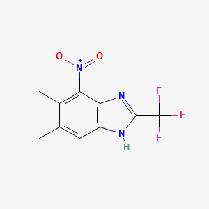 molecular formula C10H8F3N3O2 B13772339 Benzimidazole, 5,6-dimethyl-4-nitro-2-(trifluoromethyl)- CAS No. 89427-22-5