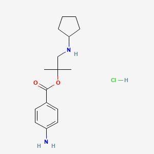 molecular formula C16H25ClN2O2 B13772351 1-(Cyclopentylamino)-2-methylpropan-2-yl 4-aminobenzoate--hydrogen chloride (1/1) CAS No. 69781-44-8