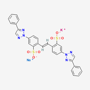 molecular formula C30H20KN6NaO6S2 B13772455 Potassium sodium 4,4'-bis(4-phenyl-2H-1,2,3-triazol-2-yl)stilbene-2,2'-disulphonate CAS No. 68057-99-8
