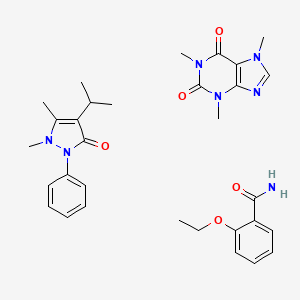 molecular formula C31H39N7O5 B13772518 1,5-dimethyl-2-phenyl-4-propan-2-ylpyrazol-3-one;2-ethoxybenzamide;1,3,7-trimethylpurine-2,6-dione CAS No. 82464-70-8