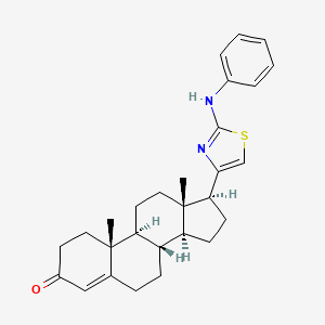 molecular formula C28H34N2OS B13772562 17-beta-(2-Anilino-4-thiazolyl)-androst-4-en-3-one CAS No. 96274-81-6