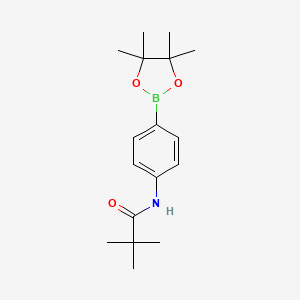 molecular formula C17H26BNO3 B1377264 2,2-dimethyl-N-[4-(tetramethyl-1,3,2-dioxaborolan-2-yl)phenyl]propanamide CAS No. 1409999-54-7