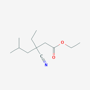 molecular formula C12H21NO2 B13772684 3-Cyano-3-ethyl-5-methylhexanoic acid ethyl ester CAS No. 90355-26-3