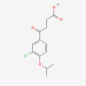molecular formula C13H15ClO4 B13772704 Benzenebutanoic acid, 3-chloro-4-(1-methylethoxy)-gamma-oxo- CAS No. 74362-74-6