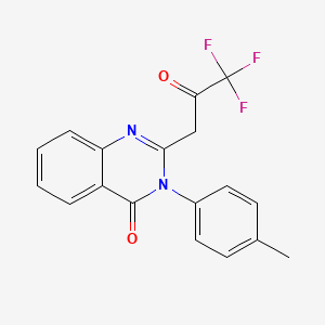 molecular formula C18H13F3N2O2 B13772731 4(3H)-Quinazolinone, 3-(4-methylphenyl)-2-(3,3,3-trifluoro-2-oxopropyl)- CAS No. 73283-28-0