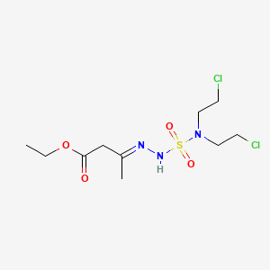molecular formula C10H19Cl2N3O4S B13772758 Acetoacetic acid, ethyl ester, 3-((N,N-bis(2-chloroethyl)sulfamoyl)hydrazone) CAS No. 91139-13-8