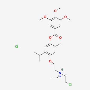 molecular formula C26H37Cl2NO6 B13772856 5-(2-((2-Chloroethyl)ethylamino)ethoxy)carvacrol 3,4,5-trimethoxybenzylate hydrochloride CAS No. 73771-67-2