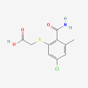 molecular formula C10H10ClNO3S B13772880 Acetic acid, ((2-(aminocarbonyl)-5-chloro-3-methylphenyl)thio)- CAS No. 66214-43-5