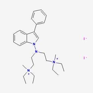 molecular formula C28H44I2N4 B13772893 Ammonium, (N-(3-phenyl-1-indolyl)iminodiethylene)bis(diethylmethyl-, diiodide CAS No. 74758-21-7