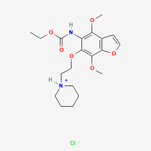 molecular formula C20H29ClN2O6 B13772907 ethyl N-[4,7-dimethoxy-6-(2-piperidin-1-ium-1-ylethoxy)-1-benzofuran-5-yl]carbamate;chloride CAS No. 75883-48-6