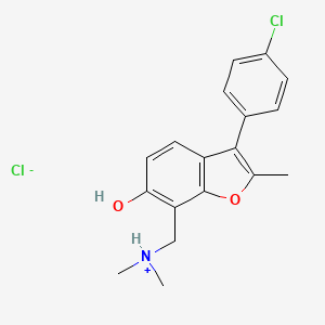 molecular formula C18H19Cl2NO2 B13772962 6-Benzofuranol, 3-(p-chlorophenyl)-7-dimethylaminomethyl-2-methyl-, hydrochloride CAS No. 74151-21-6