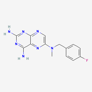 molecular formula C14H14FN7 B13772996 N~6~-[(4-Fluorophenyl)methyl]-N~6~-methylpteridine-2,4,6-triamine CAS No. 76551-40-1