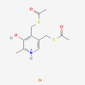 molecular formula C12H16BrNO3S2 B13773001 3,4-Di(acetylthiomethyl)-5-hydroxy-6-methylpyridine hydrobromide CAS No. 73622-67-0