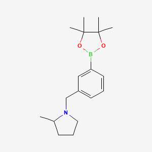 molecular formula C18H28BNO2 B1377303 2-Methyl-1-{[3-(tetramethyl-1,3,2-dioxaborolan-2-yl)phenyl]methyl}pyrrolidine CAS No. 1486485-46-4