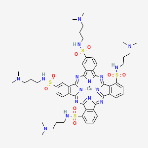 molecular formula C52H64CuN16O8S4 B13773033 Copper, (N,N',N'',N'''-tetrakis(3-(dimethylamino)propyl)-29H,31H-phthalocyanine-C,C,C,C-tetrasulfonamidato(2-)-kappaN29,kappaN30,kappaN31,kappaN32)- CAS No. 67689-49-0