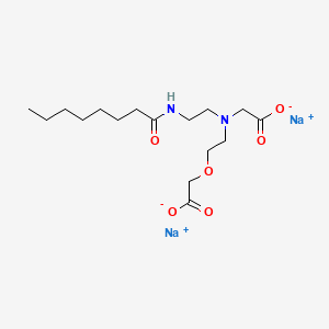 molecular formula C16H28N2Na2O6 B13773038 Glycine, N-[2-(carboxymethoxy)ethyl]-N-[2-[(1-oxooctyl)amino]ethyl]-, disodium salt CAS No. 68298-18-0