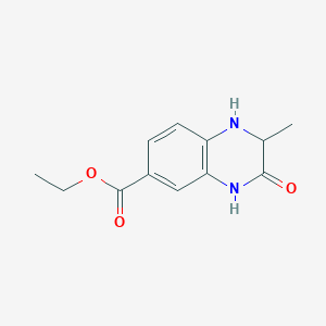 molecular formula C12H14N2O3 B1377310 Ethyl 2-methyl-3-oxo-1,2,3,4-tetrahydroquinoxaline-6-carboxylate CAS No. 1375900-45-0