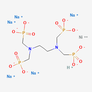 molecular formula C6H13N2Na5NiO12P4 B13773126 Nickelate(6-), (((1,2-ethanediylbis((nitrilo-kappaN)bis(methylene)))tetrakis(phosphonato-kappaO))(8-))-, pentasodium hydrogen, (OC-6-21)- CAS No. 68958-88-3