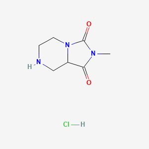 molecular formula C7H12ClN3O2 B1377313 2-Methyl-octahydroimidazolidino[1,5-a]piperazine-1,3-dione hydrochloride CAS No. 1375847-55-4