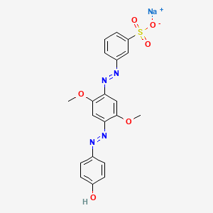 molecular formula C20H17N4NaO6S B13773208 Benzenesulfonic acid, 3-[[4-[(4-hydroxyphenyl)azo]-2,5-dimethoxyphenyl]azo]-, monosodium salt CAS No. 68516-60-9