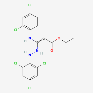 molecular formula C17H14Cl5N3O2 B13773237 Ethyl 3-[(2,4-dichlorophenyl)amino]-3-[2-(2,4,6-trichlorophenyl)hydrazino]acrylate CAS No. 63665-92-9