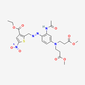 molecular formula C24H29N5O9S B13773239 Ethyl 2-[[2-(acetylamino)-4-[bis(3-methoxy-3-oxopropyl)amino]phenyl]azo]-5-nitro-3-thenoate CAS No. 83968-53-0