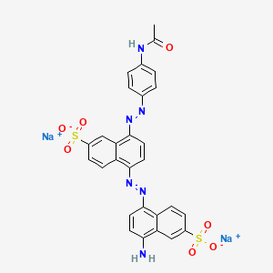 molecular formula C28H20N6Na2O7S2 B13773263 Disodium 8-((4-acetamidophenyl)azo)-5-((4-amino-6-sulphonatonaphthyl)azo)naphthalene-2-sulphonate CAS No. 67906-51-8