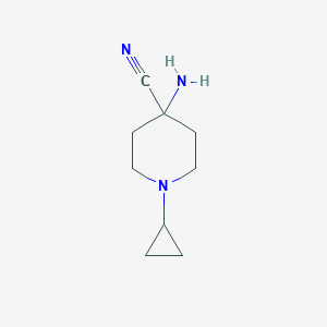 molecular formula C9H15N3 B13773309 4-Amino-1-cyclopropyl-4-piperidinecarbonitrile CAS No. 710350-69-9