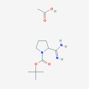 molecular formula C12H23N3O4 B1377334 Acetic acid; tert-butyl 2-carbamimidoylpyrrolidine-1-carboxylate CAS No. 1384428-47-0