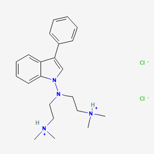 molecular formula C22H32Cl2N4 B13773427 1-(Bis(2-(dimethylamino)ethyl)amino)-3-phenylindole dihydrochloride hydrate CAS No. 74758-19-3