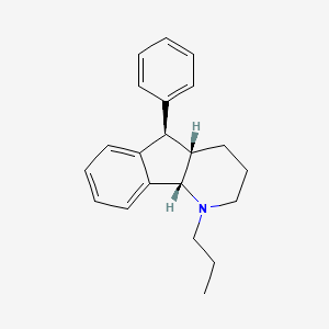 molecular formula C21H25N B13773492 1H-Indeno(1,2-b)pyridine, 2,3,4,4a,5,9b-hexahydro-5-phenyl-1-propyl-, (4a-alpha,5-alpha,9b-alpha)- CAS No. 88823-34-1