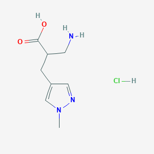 molecular formula C8H14ClN3O2 B1377355 3-amino-2-[(1-methyl-1H-pyrazol-4-yl)methyl]propanoic acid hydrochloride CAS No. 1432677-67-2
