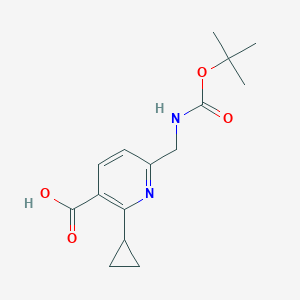 molecular formula C15H20N2O4 B1377358 6-({[(Tert-butoxy)carbonyl]amino}methyl)-2-cyclopropylpyridine-3-carboxylic acid CAS No. 1432678-21-1